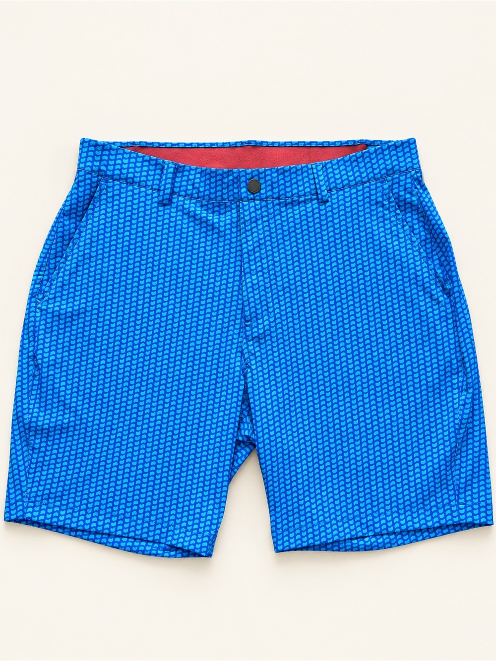 Redvanly Men’s L Blue Geometric Print 7.5” Golf Performance Stretch Shorts